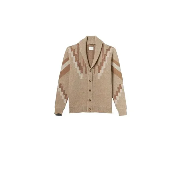 Billy Reid Parsons Cardigan XL Camel Sweater Shawl Collar Cashmere Wool Silk Men - Picture 1 of 10